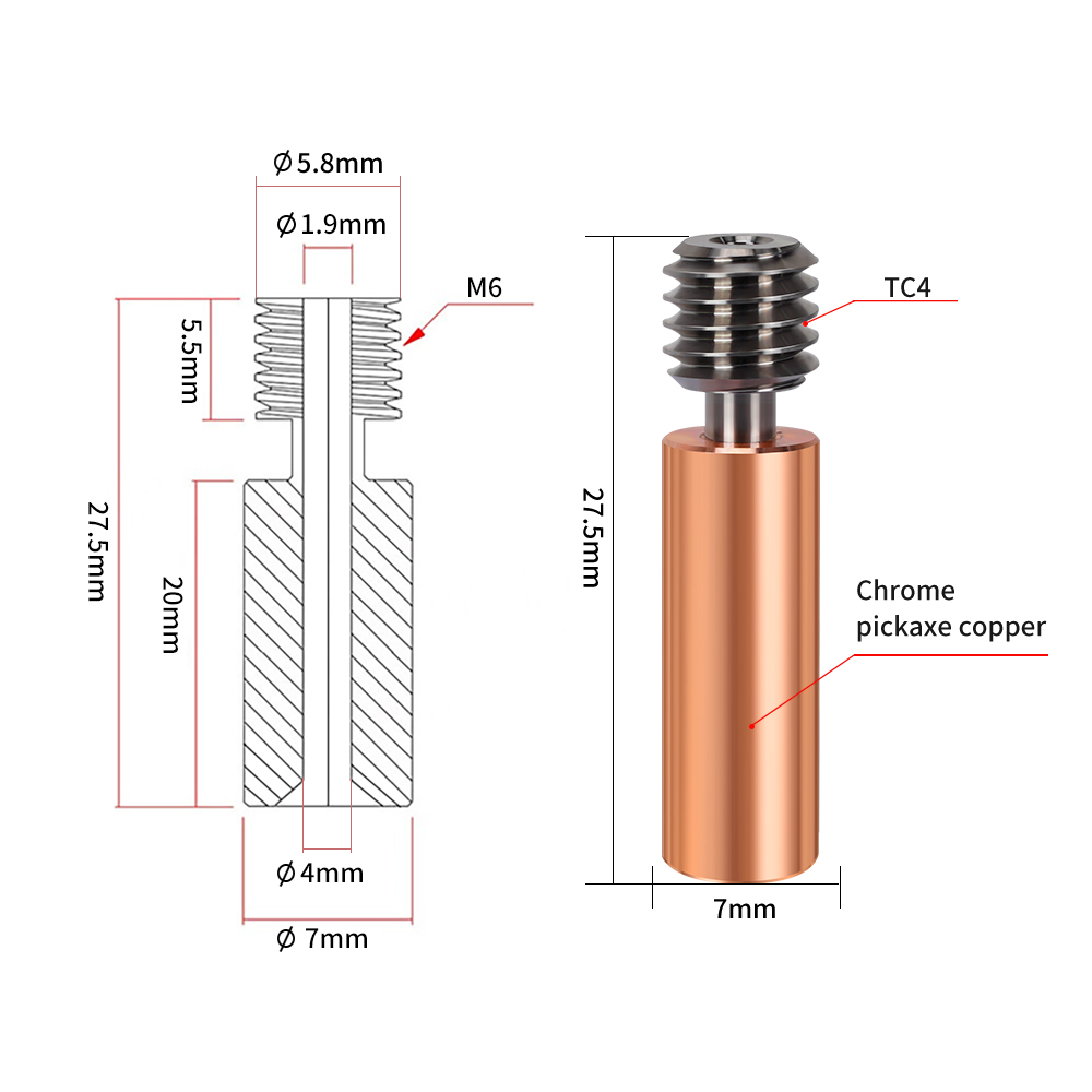 Tubo bimetálico CR10 Heatbreak - Btt Skr Mini reseña y precio