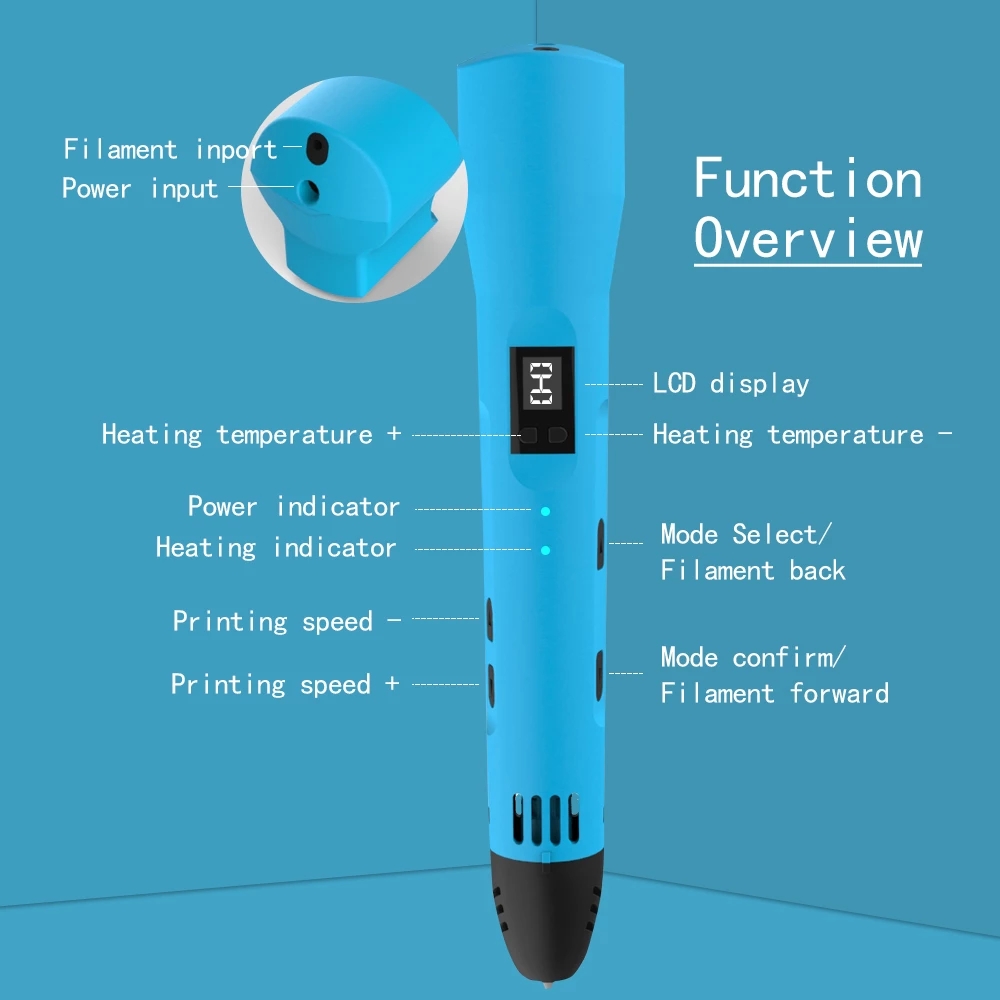 QCREATE-Bolígrafo de impresión - Pla Filament reseña y precio